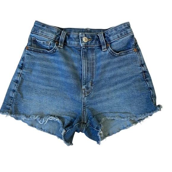 American Eagle Hi-Rise Booty Jean Shorts Size 0 - Picture 1 of 8